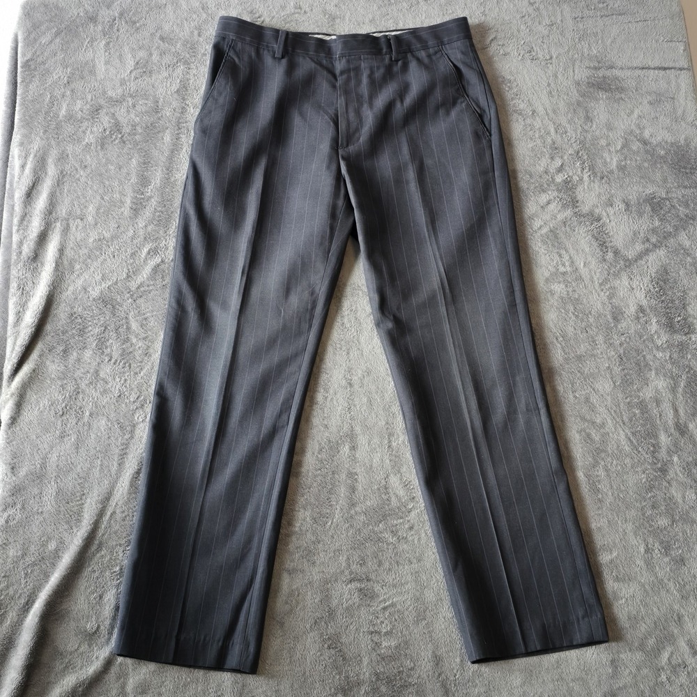 Banana‎ Republic Pants Tailored Fit Size 32 Gray Blue Pinstripe Preppy Career